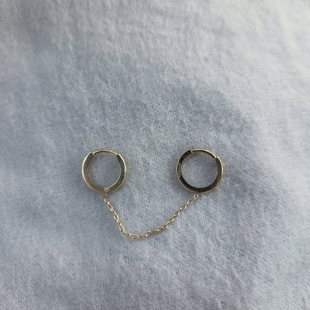Solid Double Chain Huggie Earring 14k - image 3